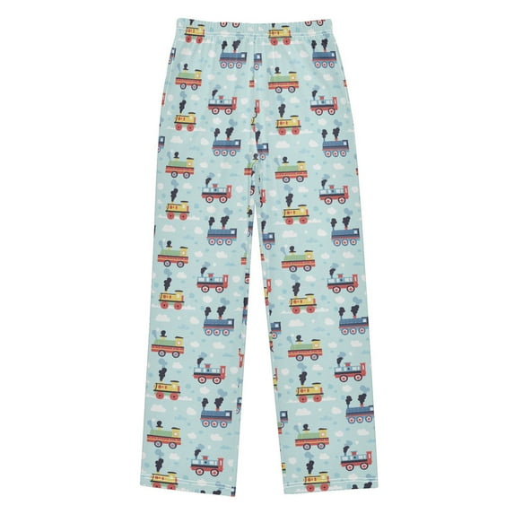 FORMRS Kids Pajama Pants with Pockets Size 11-12Y Boys Lounge Sleep Bottoms, Colorful Trains