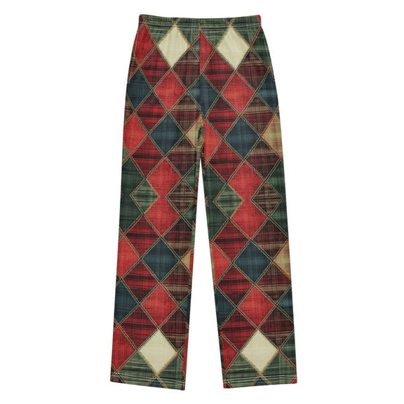 FORMRS Kids Pajama Pants with Pockets Size 11-12Y Boys Lounge Sleep Bottoms, Dark Tartan Pattern