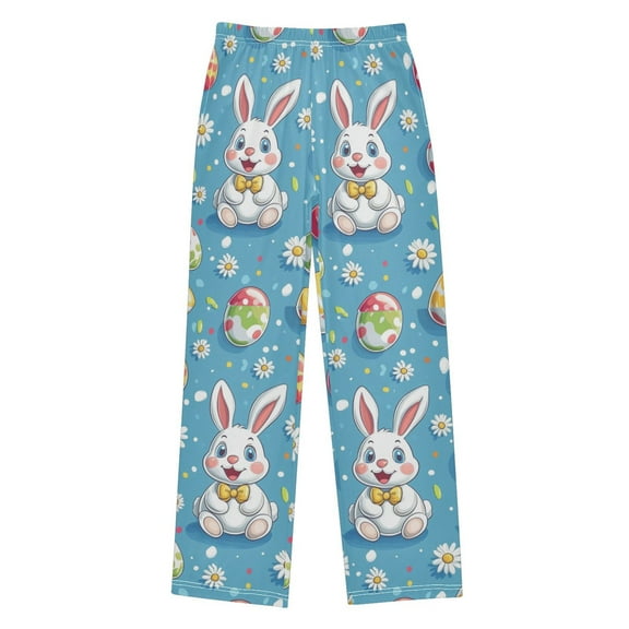 FORMRS Kids Pajama Pants with Pockets Size 11-12Y Boys Lounge Sleep Bottoms, Easter Bunny Pattern