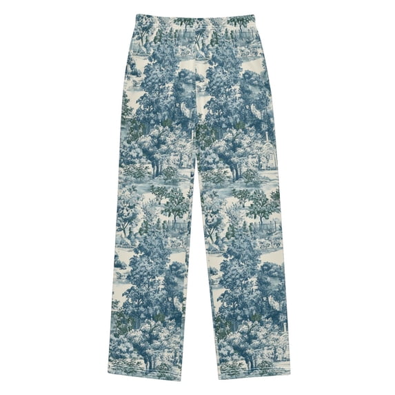 FORMRS Kids Pajama Pants with Pockets Size 11-12Y Boys Lounge Sleep Bottoms, Green Flourishing Garden