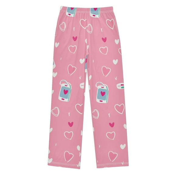 FORMRS Kids Pajama Pants with Pockets Size 11-12Y Boys Lounge Sleep Bottoms, Love Connection