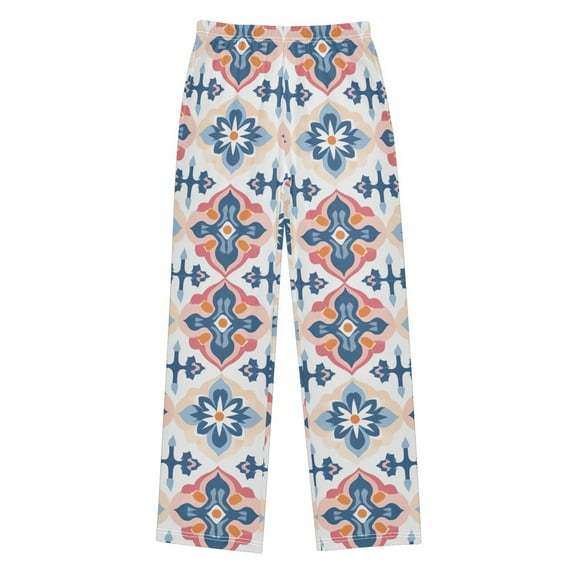 FORMRS Kids Pajama Pants with Pockets Size 11-12Y Boys Lounge Sleep Bottoms, Navy Blossom Mosaic