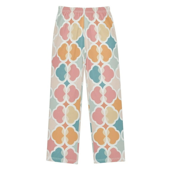 FORMRS Kids Pajama Pants with Pockets Size 11-12Y Boys Lounge Sleep Bottoms, Pink Abstract Pattern