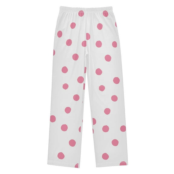 FORMRS Kids Pajama Pants with Pockets Size 11-12Y Boys Lounge Sleep Bottoms, Pink Polka Dots