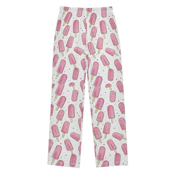 FORMRS Kids Pajama Pants with Pockets Size 11-12Y Boys Lounge Sleep Bottoms, Pink Popsicle Pattern