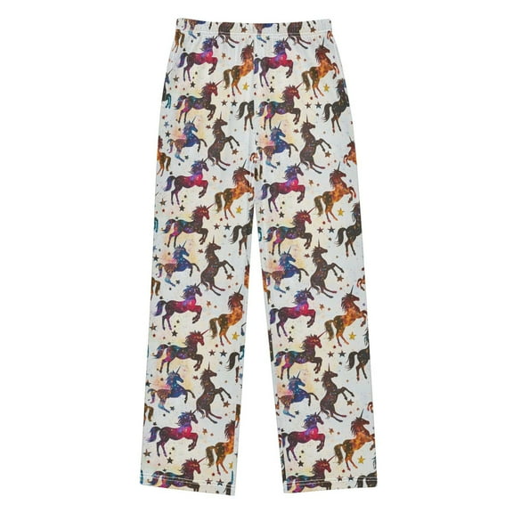 FORMRS Kids Pajama Pants with Pockets Size 11-12Y Boys Lounge Sleep Bottoms, Rainbow Stars Pattern