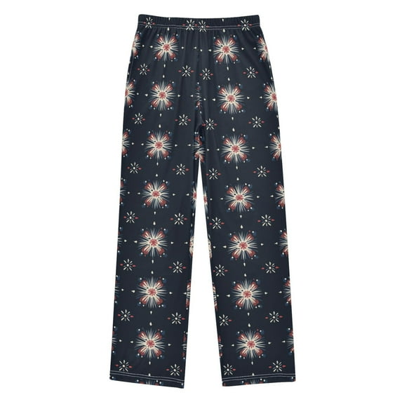 FORMRS Kids Pajama Pants with Pockets Size 11-12Y Boys Lounge Sleep Bottoms, Red Fireworks Pattern