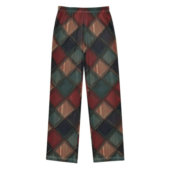 FORMRS Kids Pajama Pants with Pockets Size 11-12Y Boys Lounge Sleep Bottoms, Red Tartan Pattern