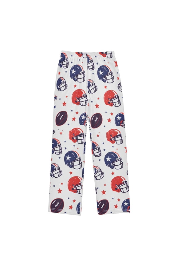 Kids Pajama Pants with Pockets Size 11-12Y Boys Lounge Sleep Bottoms, Star Spangled Helmets