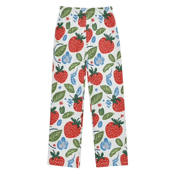 FORMRS Kids Pajama Pants with Pockets Size 11-12Y Boys Lounge Sleep Bottoms, Vibrant Strawberries