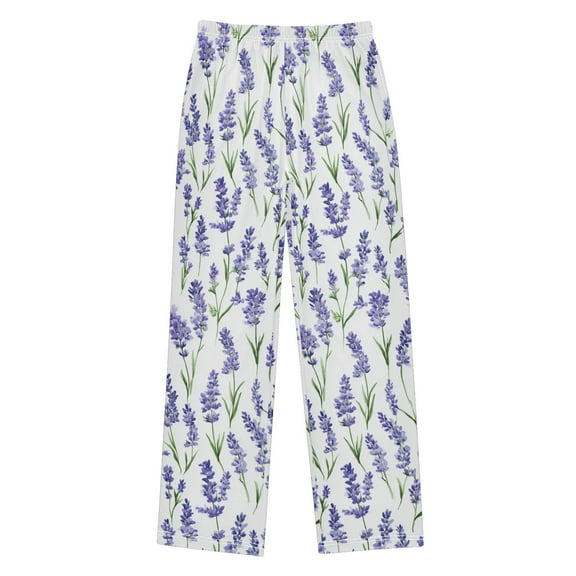 FORMRS Kids Pajama Pants with Pockets Size 11-12Y Boys Lounge Sleep Bottoms, Watercolor Lavender Pattern