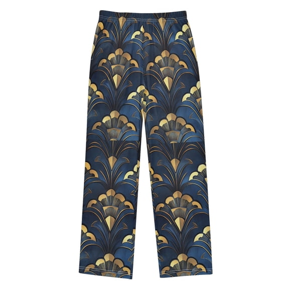 FORMRS Kids Pajama Pants with Pockets Size 13-14Y Boys Lounge Sleep Bottoms, Blue Art Pattern