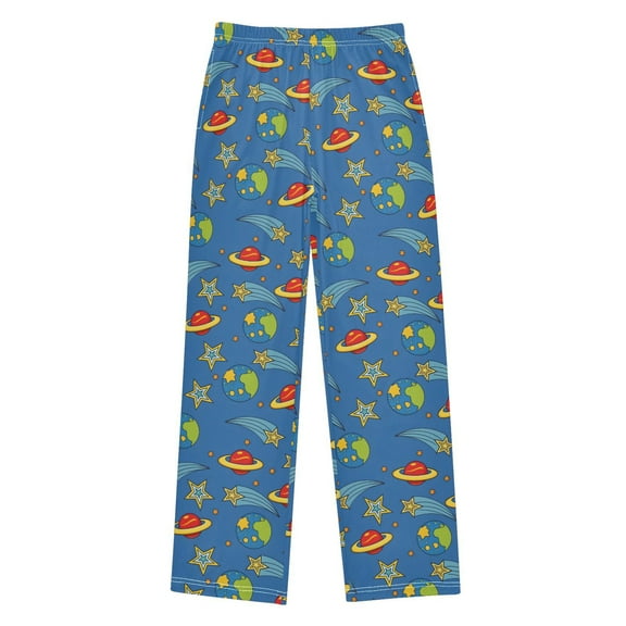 FORMRS Kids Pajama Pants with Pockets Size 13-14Y Boys Lounge Sleep Bottoms, Blue Cartoon Galaxy
