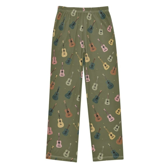 FORMRS Kids Pajama Pants with Pockets Size 13-14Y Boys Lounge Sleep Bottoms, Cartoon Guitar Pattern