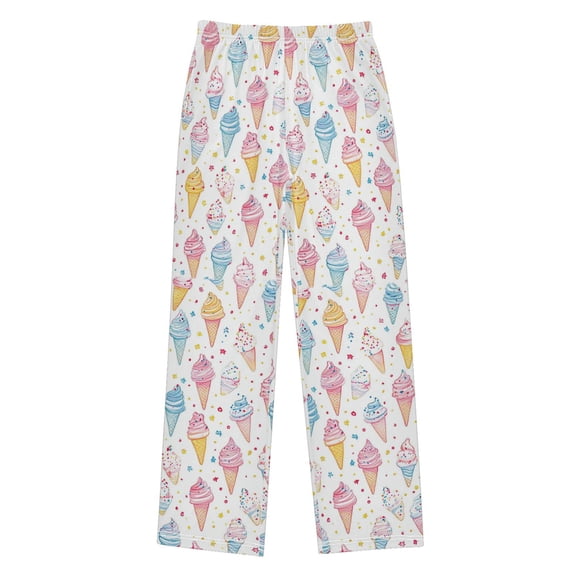 FORMRS Kids Pajama Pants with Pockets Size 13-14Y Boys Lounge Sleep Bottoms, Colorful Ice Cream Pattern