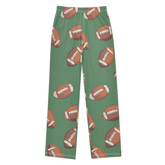 FORMRS Kids Pajama Pants with Pockets Size 13-14Y Boys Lounge Sleep Bottoms, Green American Footballs
