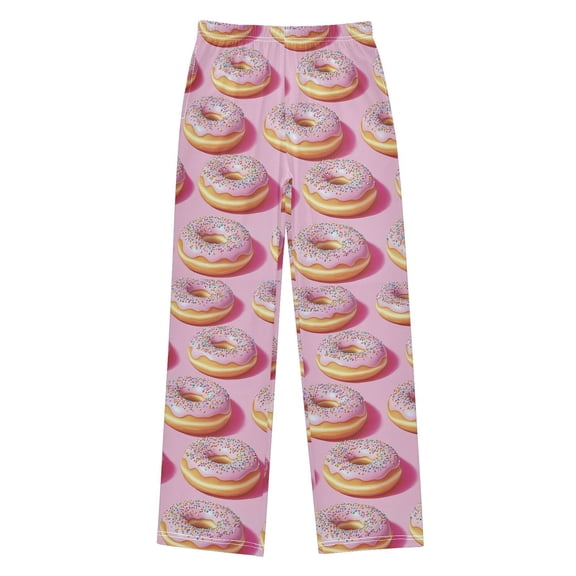 FORMRS Kids Pajama Pants with Pockets Size 13-14Y Boys Lounge Sleep Bottoms, Light Pink Doughnuts