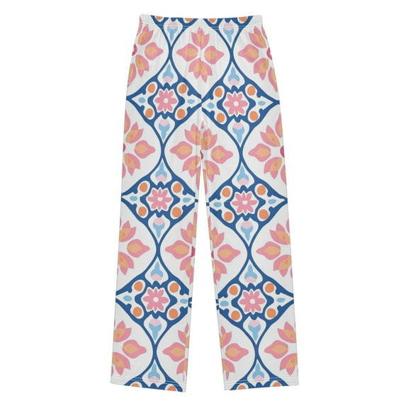FORMRS Kids Pajama Pants with Pockets Size 13-14Y Boys Lounge Sleep Bottoms, Mosaic Flowers Pattern