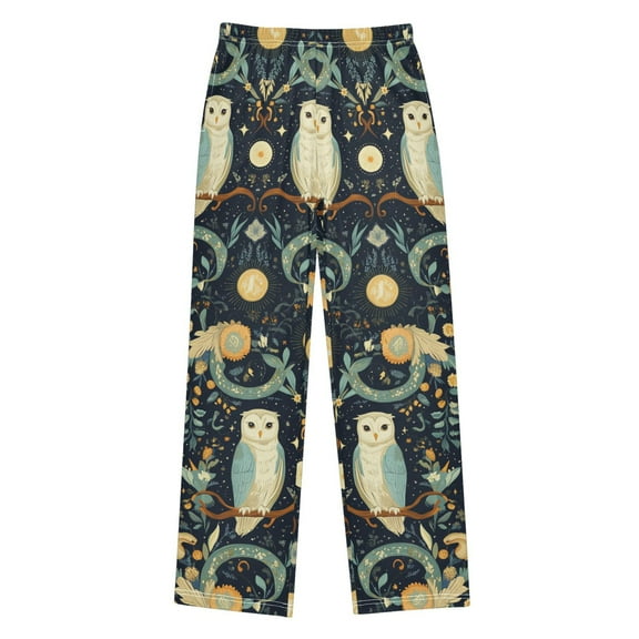 FORMRS Kids Pajama Pants with Pockets Size 13-14Y Boys Lounge Sleep Bottoms, Mystical Owls Pattern