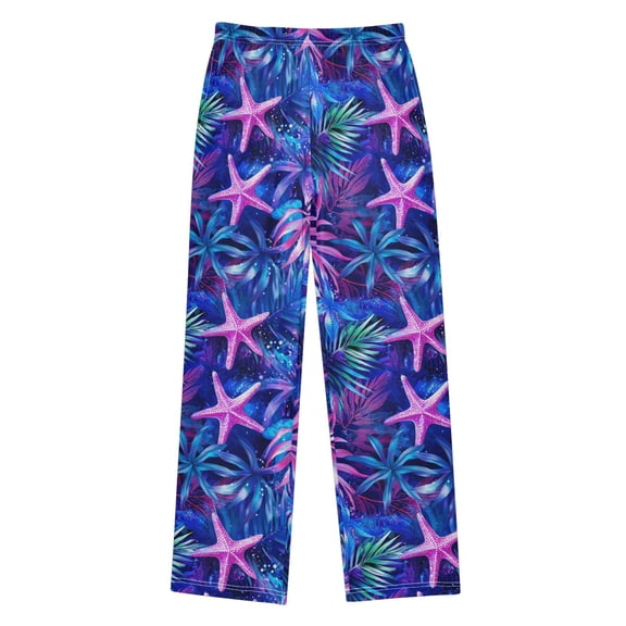 FORMRS Kids Pajama Pants with Pockets Size 13-14Y Boys Lounge Sleep Bottoms, Neon Pink Starfish