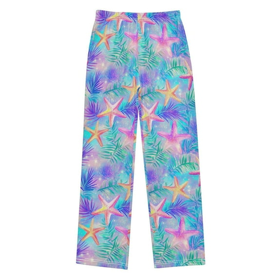 FORMRS Kids Pajama Pants with Pockets Size 13-14Y Boys Lounge Sleep Bottoms, Neon Starfish Pattern