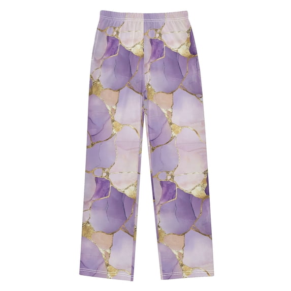 FORMRS Kids Pajama Pants with Pockets Size 13-14Y Boys Lounge Sleep Bottoms, Pastel Purple Marble Pattern