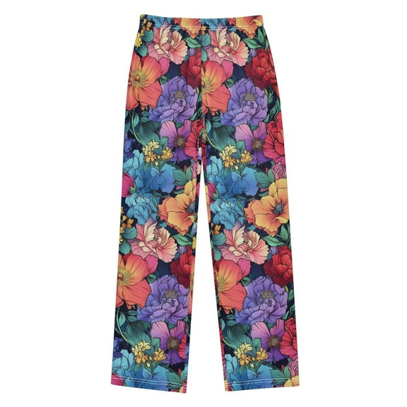 FORMRS Kids Pajama Pants with Pockets Size 13-14Y Boys Lounge Sleep Bottoms, Serene Floral Pattern