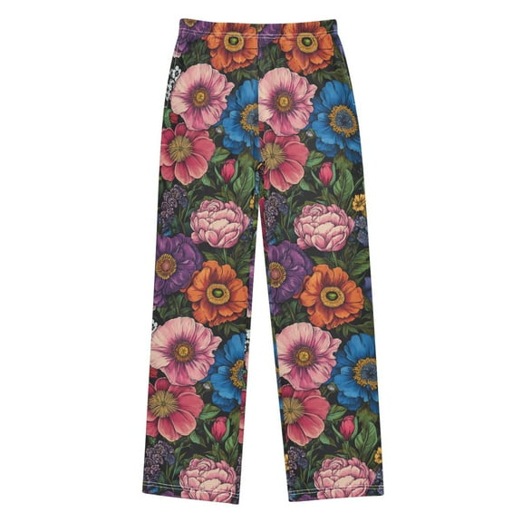 FORMRS Kids Pajama Pants with Pockets Size 13-14Y Boys Lounge Sleep Bottoms, Vibrant Blooming Flowers