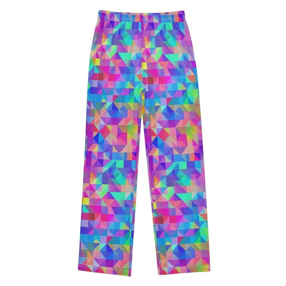 FORMRS Kids Pajama Pants with Pockets Size 13-14Y Boys Lounge Sleep Bottoms, Vibrant Geometric Pattern