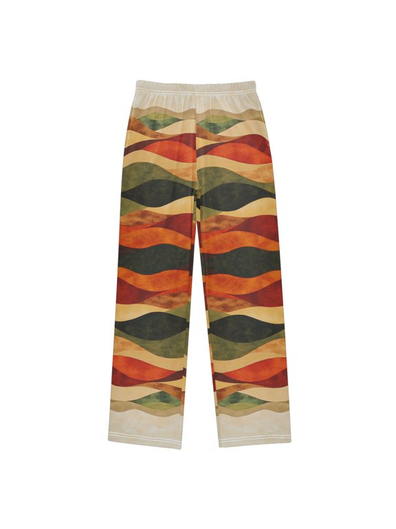 Kids Pajama Pants with Pockets Size 6-8Y Boys Lounge Sleep Bottoms, Abstract Desert Pattern