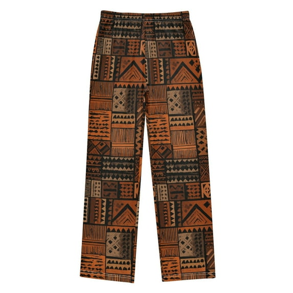 FORMRS Kids Pajama Pants with Pockets Size 6-8Y Boys Lounge Sleep Bottoms, Abstract Tribal Pattern