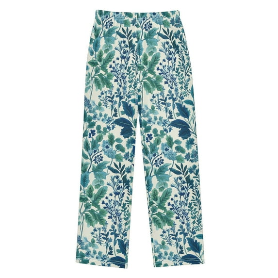 FORMRS Kids Pajama Pants with Pockets Size 6-8Y Boys Lounge Sleep Bottoms, Beautiful Leaves Pattern
