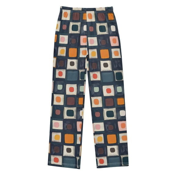 FORMRS Kids Pajama Pants with Pockets Size 6-8Y Boys Lounge Sleep Bottoms, Blue Circle Mosaic