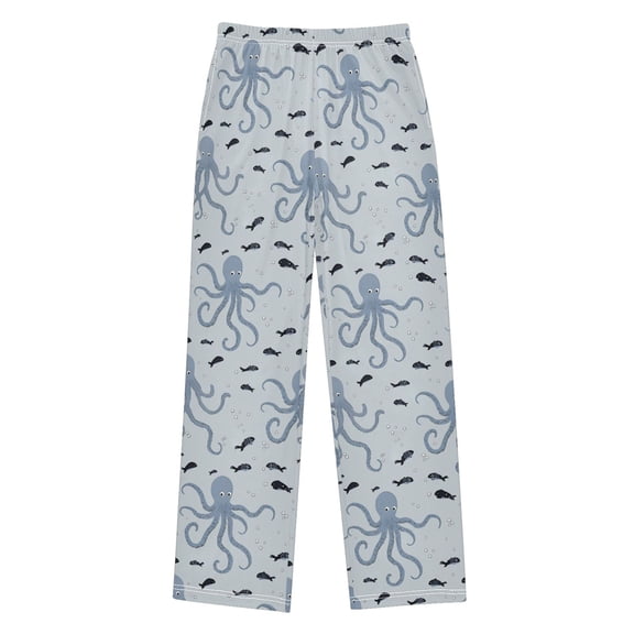 FORMRS Kids Pajama Pants with Pockets Size 6-8Y Boys Lounge Sleep Bottoms, Blue Octopus Pattern