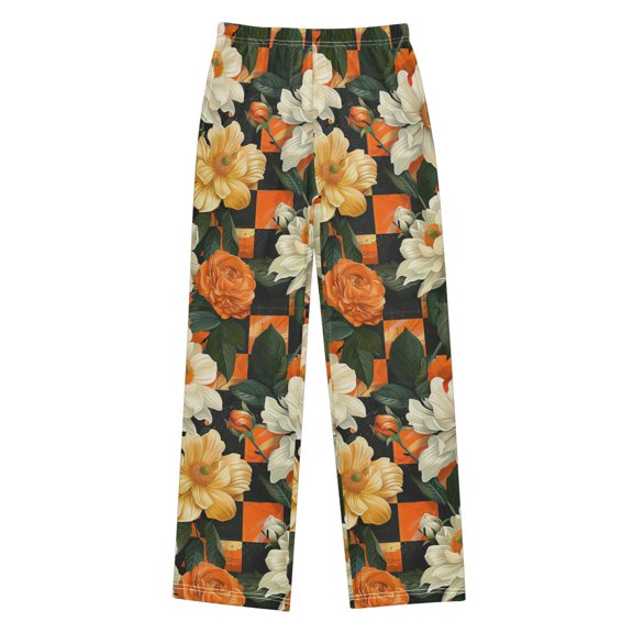 FORMRS Kids Pajama Pants with Pockets Size 6-8Y Boys Lounge Sleep Bottoms, Bright Floral