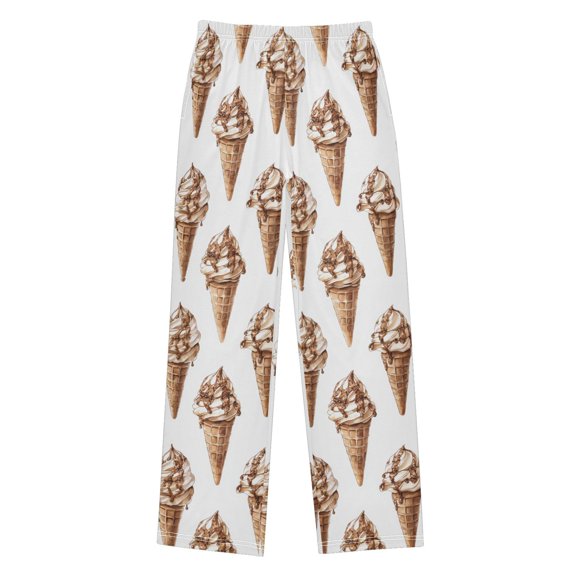 FORMRS Kids Pajama Pants with Pockets Size 6-8Y Boys Lounge Sleep Bottoms, Brown Ice Cream Pattern