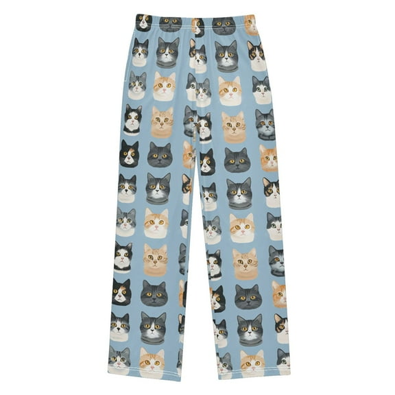 FORMRS Kids Pajama Pants with Pockets Size 6-8Y Boys Lounge Sleep Bottoms, Cartoon Cute Cat