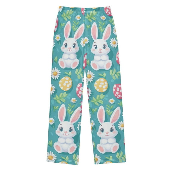 FORMRS Kids Pajama Pants with Pockets Size 6-8Y Boys Lounge Sleep Bottoms, Cartoon Easter Bunny