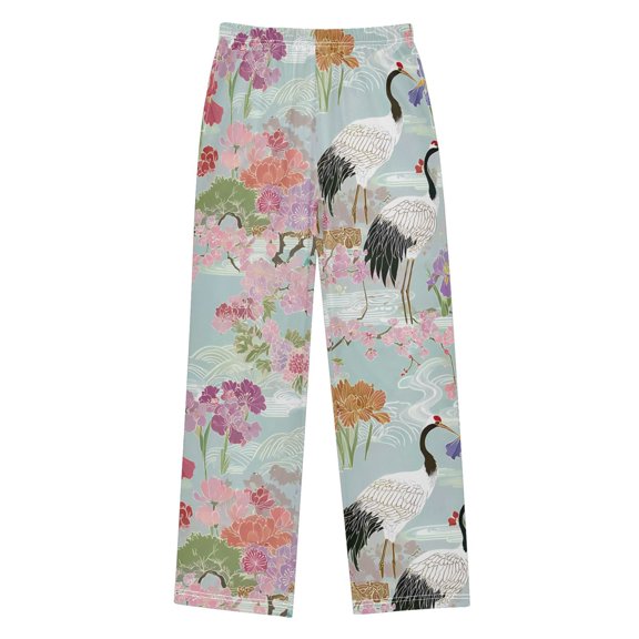 FORMRS Kids Pajama Pants with Pockets Size 6-8Y Boys Lounge Sleep Bottoms, Colorful Flowers Blossoms