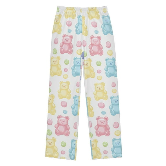 FORMRS Kids Pajama Pants with Pockets Size 6-8Y Boys Lounge Sleep Bottoms, Colorful Gummy Bears Pattern