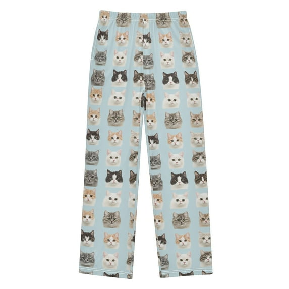 FORMRS Kids Pajama Pants with Pockets Size 6-8Y Boys Lounge Sleep Bottoms, Cute Cat Faces