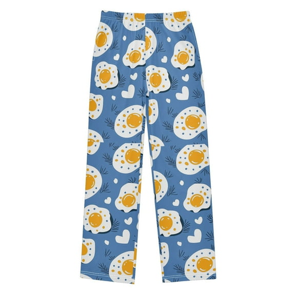 FORMRS Niños Pajama Pants with Pockets Size 6-8Y Soft Lounge Sleep Bottoms, Cute Fried Eggs