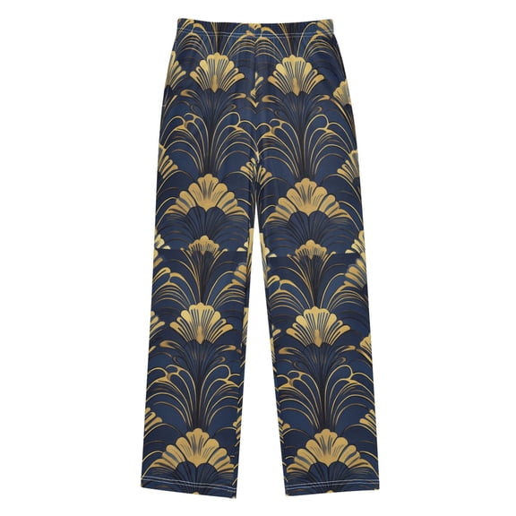 FORMRS Kids Pajama Pants with Pockets Size 6-8Y Boys Lounge Sleep Bottoms, Gold Art Pattern