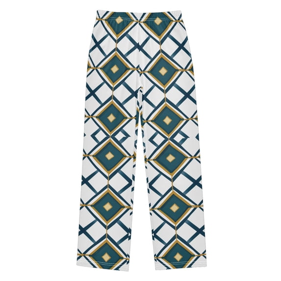 FORMRS Kids Pajama Pants with Pockets Size 6-8Y Boys Lounge Sleep Bottoms, Gold Geometric Pattern