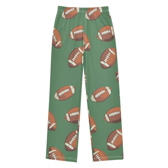 FORMRS Kids Pajama Pants with Pockets Size 6-8Y Boys Lounge Sleep Bottoms, Green American Footballs