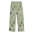 thumbnail image 1 of FORMRS Kids Pajama Pants with Pockets Size 6-8Y Boys Lounge Sleep Bottoms, Green Floral Guitar Pattern, 1 of 8