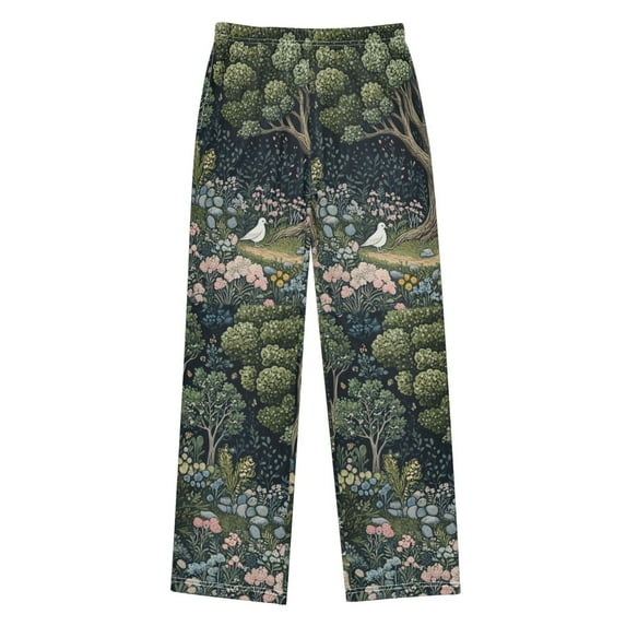 FORMRS Kids Pajama Pants with Pockets Size 6-8Y Boys Lounge Sleep Bottoms, Green Forest Scene