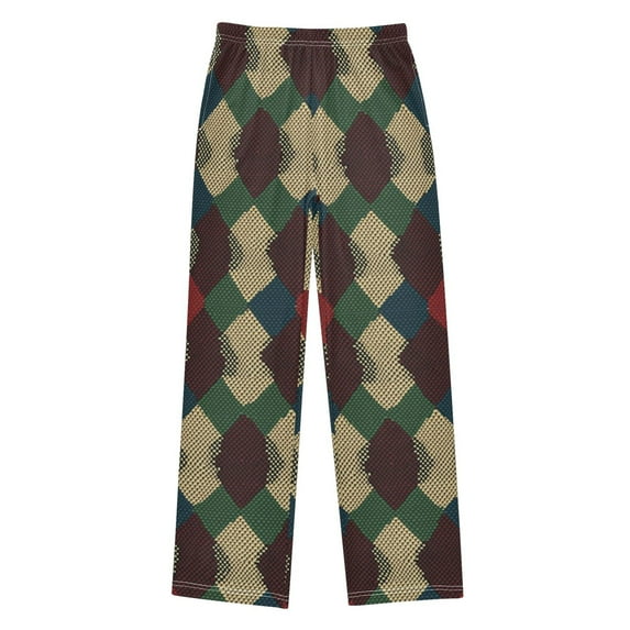 FORMRS Kids Pajama Pants with Pockets Size 6-8Y Boys Lounge Sleep Bottoms, Green Tartan Pattern