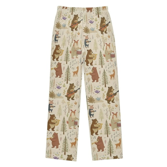 FORMRS Kids Pajama Pants with Pockets Size 6-8Y Boys Lounge Sleep Bottoms, Musical Animals Pattern
