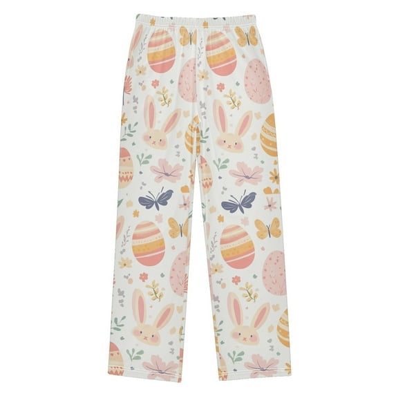 FORMRS Kids Pajama Pants with Pockets Size 6-8Y Boys Lounge Sleep Bottoms, Pink Easter Eggs
